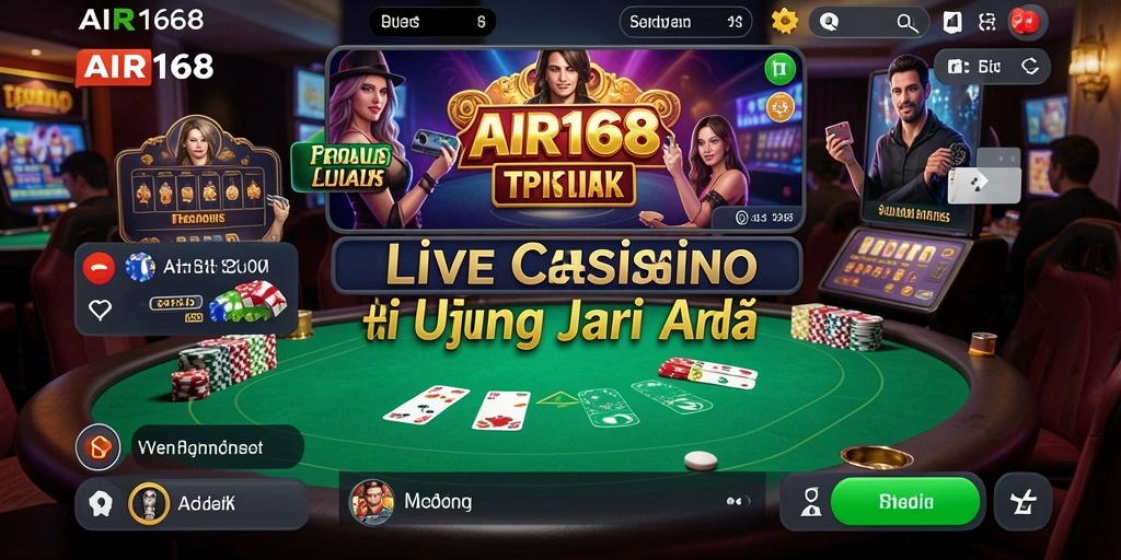 Tangkapan layar utama AIR168 menampilkan dealer langsung dan permainan kasino yang menggembirakan.