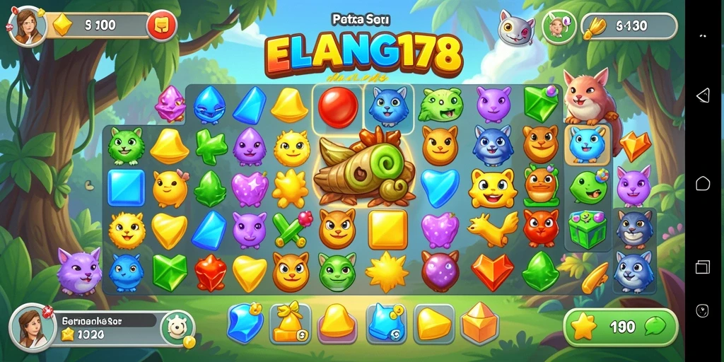 Tangkapan layar ELANG178 menampilkan gameplay Match-3 yang menawan.