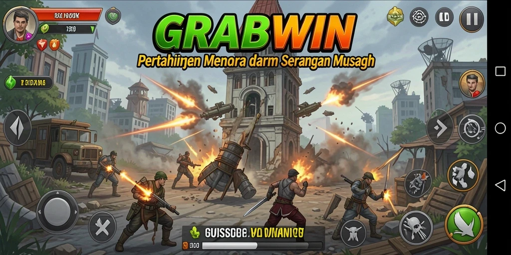 Tampilan gameplay GRABWIN yang menantang dalam Tower Defense.