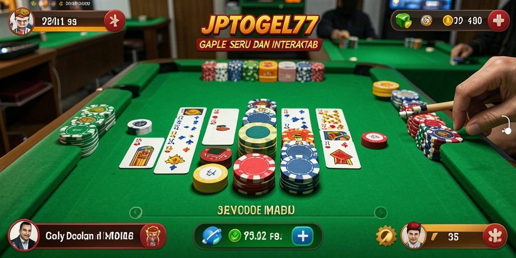 Tampilan seru permainan Gaple di JPTOGEL77 dengan antarmuka menarik.