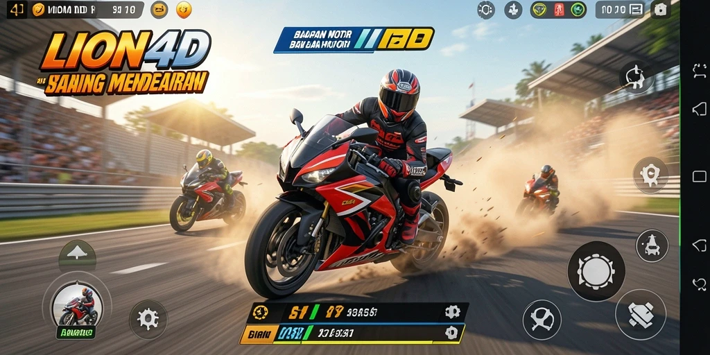 Gameplay balapan motor yang intens dan seru di LION4D.