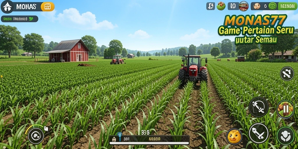 Gameplay MONAS77 yang menampilkan aktivitas pertanian yang seru.