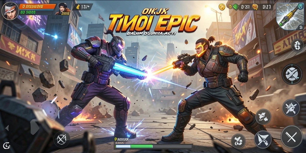 Tampilan gameplay seru dengan pertarungan intens di OKJK.