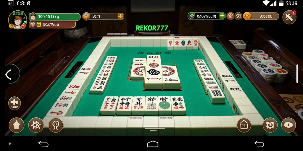 Tampilan menonjol dari gameplay Mahjong REKOR777 yang seru.