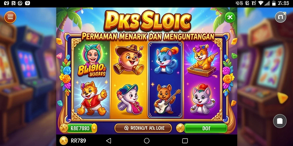 Screenshot permainan RR789 menampilkan gulungan slot yang penuh warna.