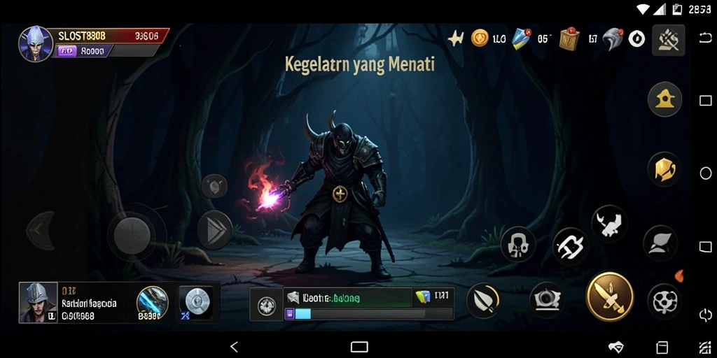 Tangkapan layar gameplay SLOST8808 menampilkan suasana horor yang mencekam.